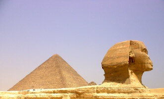 Great Pyramid of Cheops in Giza and Sphinx